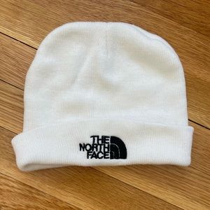 The North Face beanie hat white & black unisex knit EUC